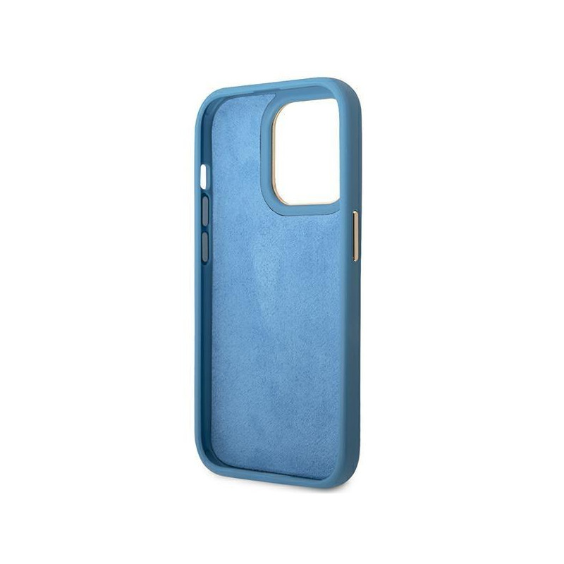 Guess 4G Vintage Gold Logo dėklas, skirtas iPhone 14 Pro - mėlynas