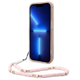 Guess Translucent Pearl Strap dėklas, skirtas iPhone 14 Pro - rožinis