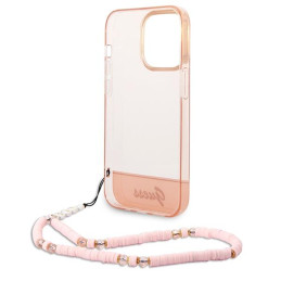 Guess Translucent Pearl Strap dėklas, skirtas iPhone 14 Pro - rožinis