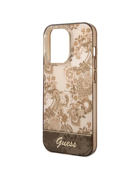 Guess Porcelain Collection dėklas, skirtas iPhone 14 Pro - smėlio spalvos Guess Porcelain Collection dėklas, skirtas iPhone 14 Pro - smėlio spalvos