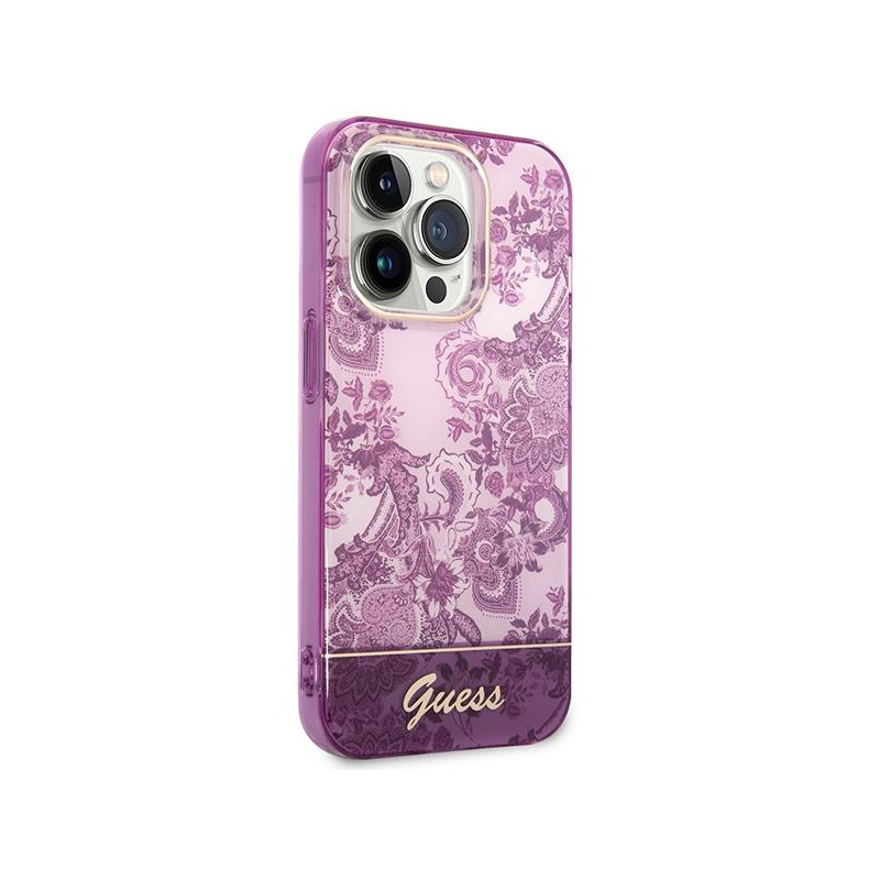 Guess Porcelain Collection dėklas, skirtas iPhone 14 Pro - fuksija