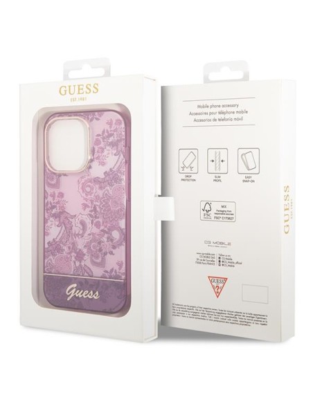 Guess Porcelain Collection dėklas, skirtas iPhone 14 Pro - fuksija Guess Porcelain Collection dėklas, skirtas iPhone 14 Pro - fuksija