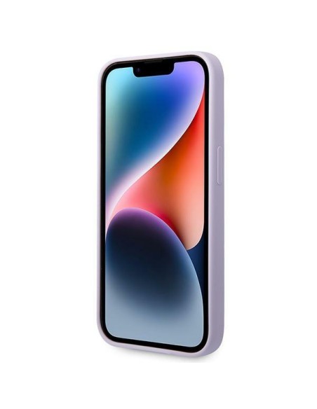 Guess Silicone Vintage Gold Logo dėklas, skirtas iPhone 14 Pro - violetinė