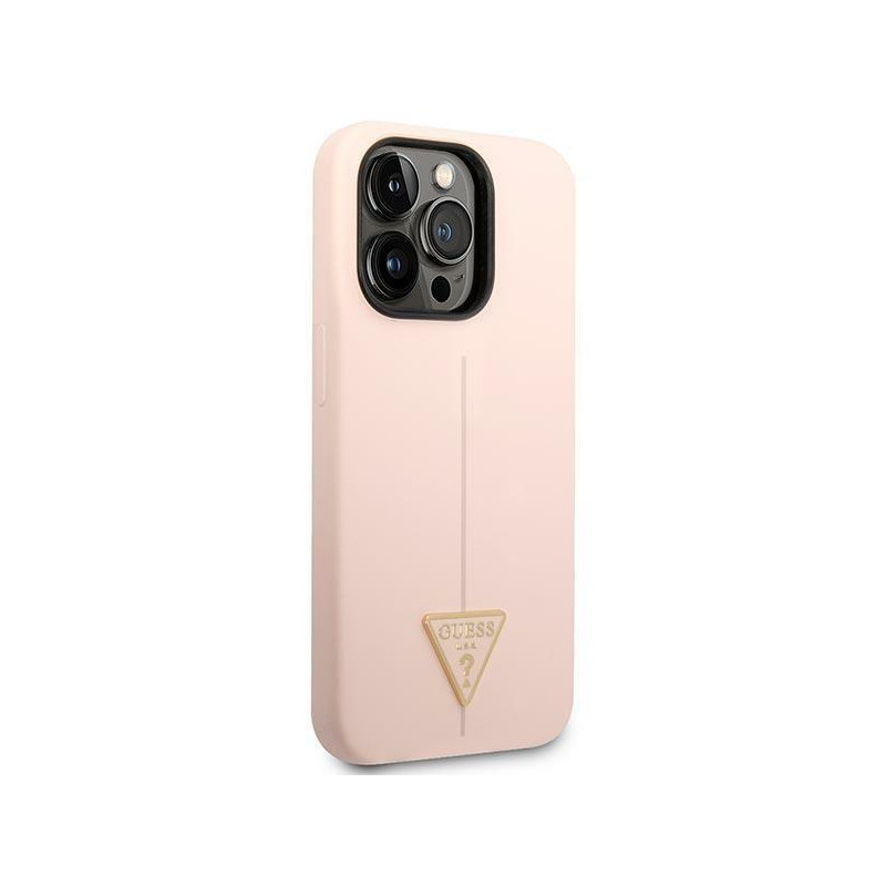 Guess Silicone Triangle dėklas iPhone 14 Pro - rožinis