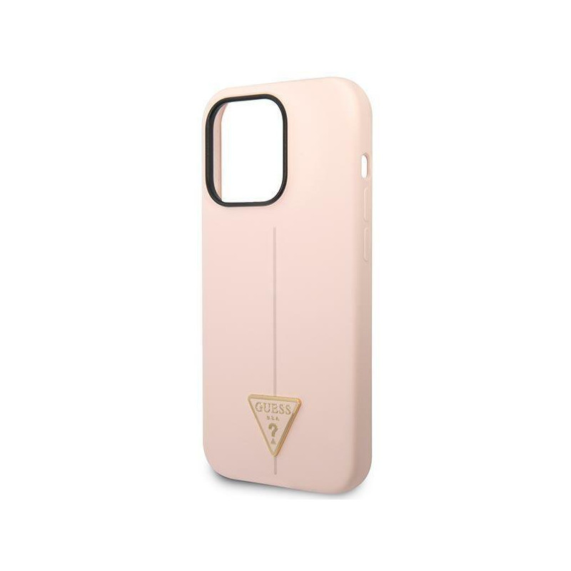 Guess Silicone Triangle dėklas iPhone 14 Pro - rožinis