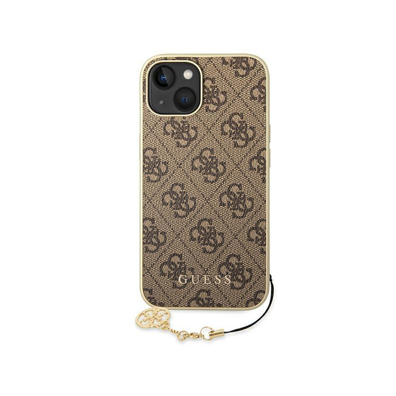 Guess 4G Charms Collection dėklas, skirtas iPhone 14 Plus - rudas
