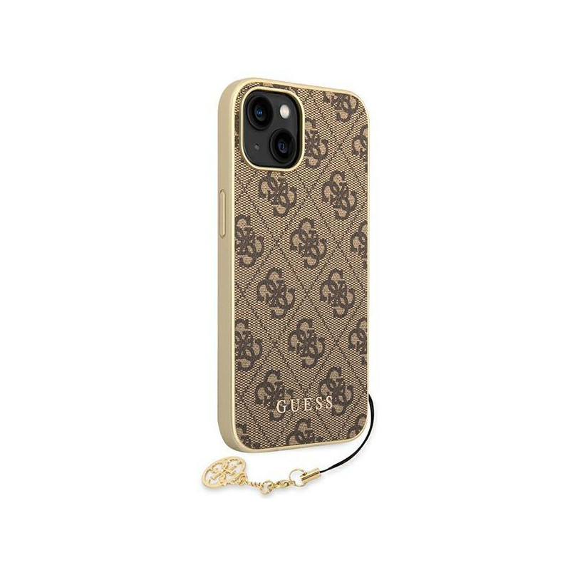 Guess 4G Charms Collection dėklas, skirtas iPhone 14 Plus - rudas