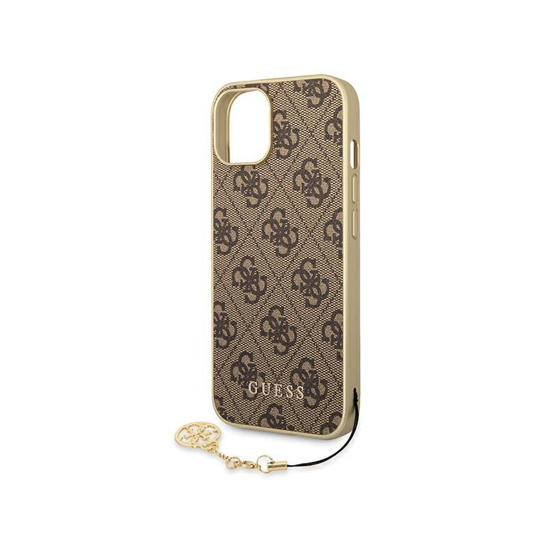 Guess 4G Charms Collection dėklas, skirtas iPhone 14 Plus - rudas
