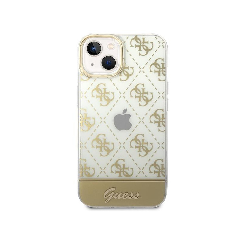 Guess 4G Pattern Script dėklas, skirtas iPhone 14 Plus - auksinis