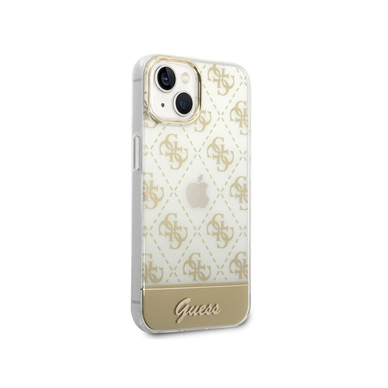 Guess 4G Pattern Script dėklas, skirtas iPhone 14 Plus - auksinis