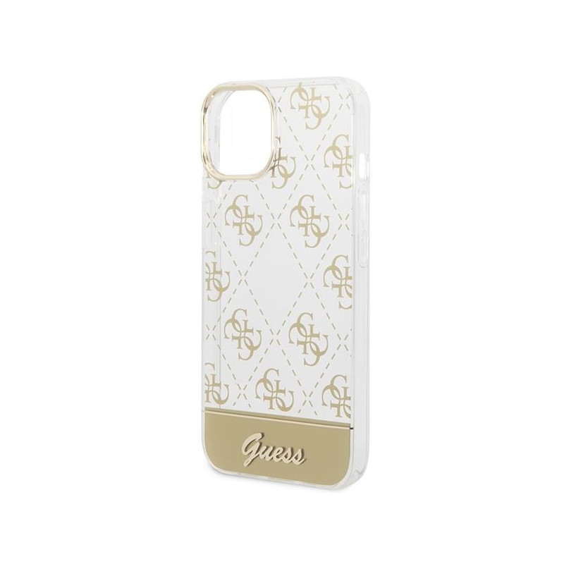 Guess 4G Pattern Script dėklas, skirtas iPhone 14 Plus - auksinis