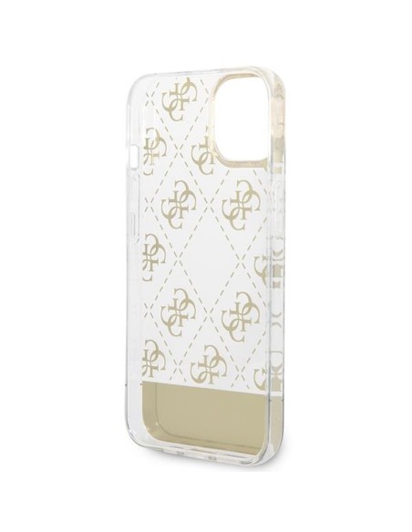Guess 4G Pattern Script dėklas, skirtas iPhone 14 Plus - auksinis Guess 4G Pattern Script dėklas, skirtas iPhone 14 Plus - auksinis