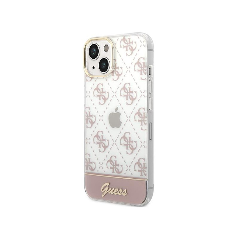 Guess 4G Pattern Script dėklas, skirtas iPhone 14 Plus – rožinis