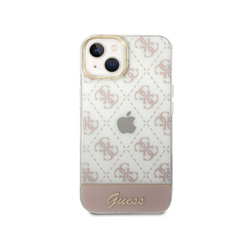 Guess 4G Pattern Script dėklas, skirtas iPhone 14 Plus – rožinis