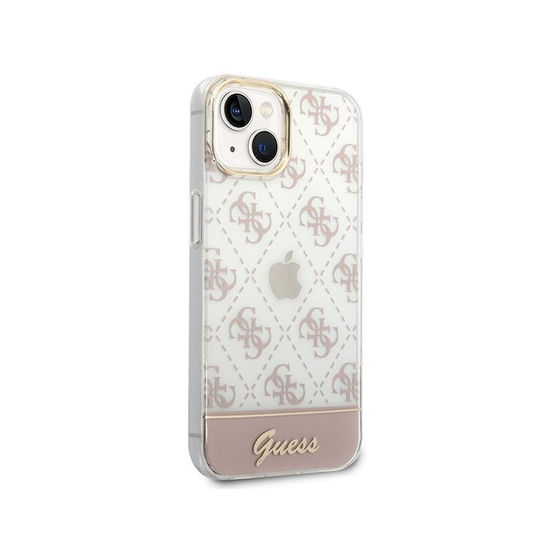 Guess 4G Pattern Script dėklas, skirtas iPhone 14 Plus – rožinis