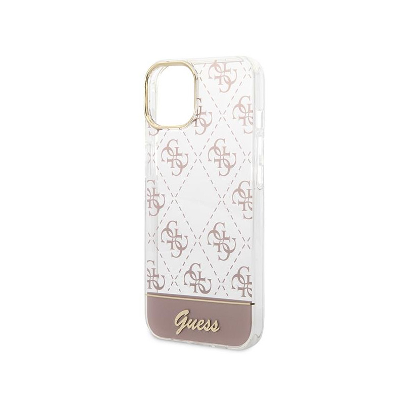 Guess 4G Pattern Script dėklas, skirtas iPhone 14 Plus – rožinis