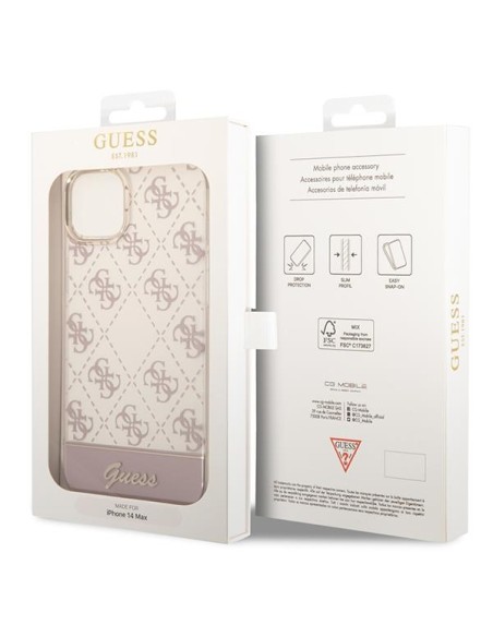 Guess 4G Pattern Script dėklas, skirtas iPhone 14 Plus – rožinis Guess 4G Pattern Script dėklas, skirtas iPhone 14 Plus – rožinis
