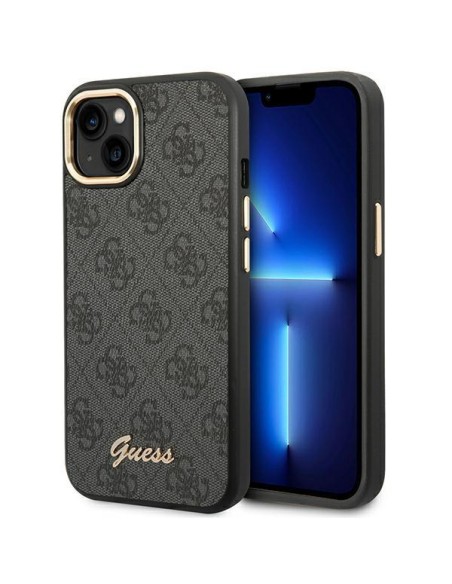 Guess 4G Vintage Gold Logo dėklas, skirtas iPhone 14 Plus - juodas Guess 4G Vintage Gold Logo dėklas, skirtas iPhone 14 Plus - juodas