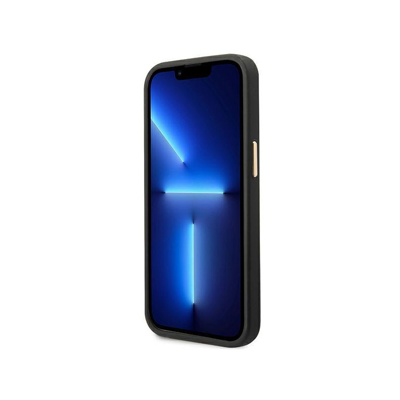 Guess 4G Vintage Gold Logo dėklas, skirtas iPhone 14 Plus - juodas