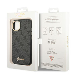 Guess 4G Vintage Gold Logo dėklas, skirtas iPhone 14 Plus - juodas