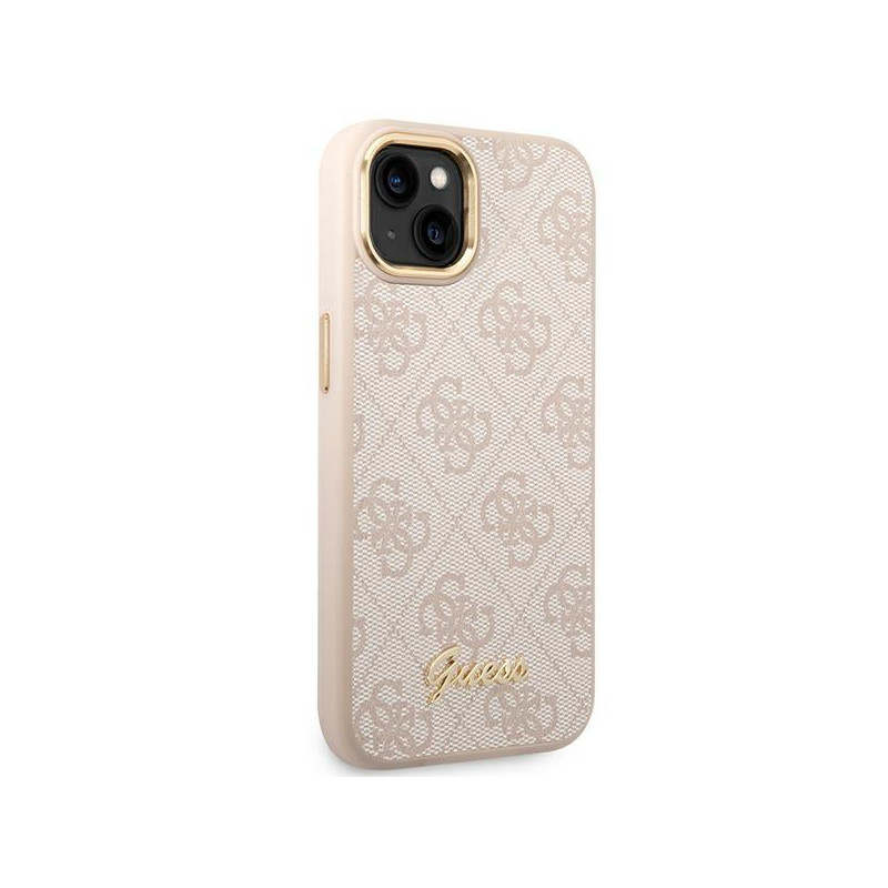 Guess 4G Vintage Gold Logo dėklas, skirtas iPhone 14 Plus - rožinis