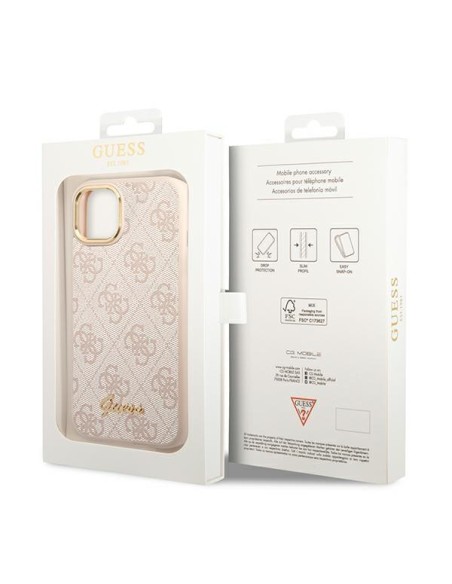 Guess 4G Vintage Gold Logo dėklas, skirtas iPhone 14 Plus - rožinis Guess 4G Vintage Gold Logo dėklas, skirtas iPhone 14 Plus - rožinis