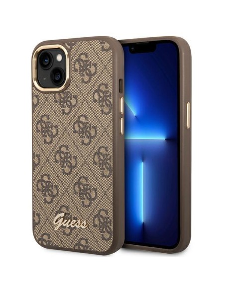 Guess 4G Vintage Gold Logo dėklas, skirtas iPhone 14 Plus - rudas Guess 4G Vintage Gold Logo dėklas, skirtas iPhone 14 Plus - rudas