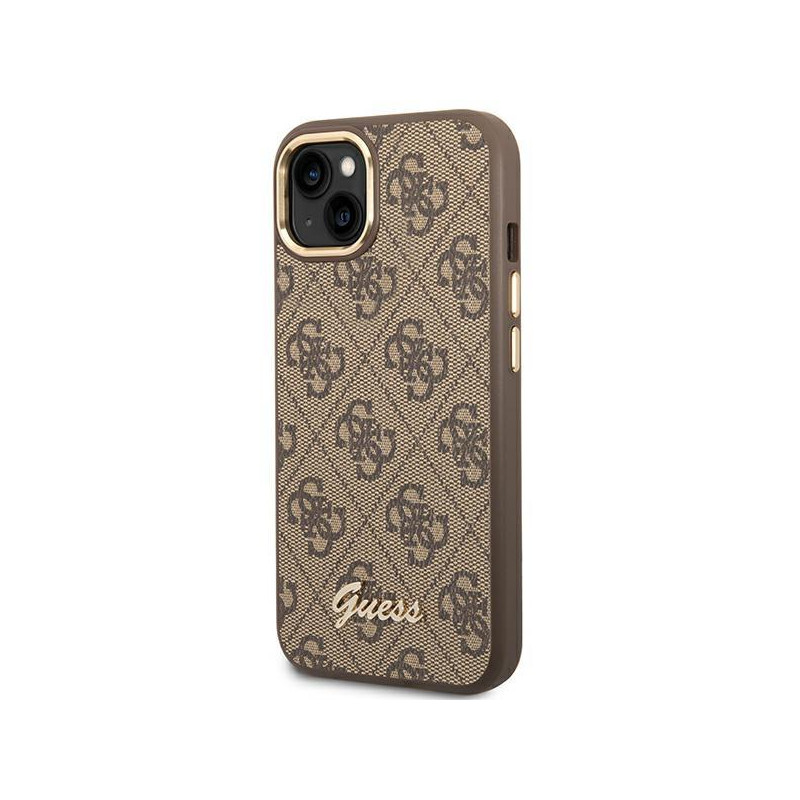 Guess 4G Vintage Gold Logo dėklas, skirtas iPhone 14 Plus - rudas