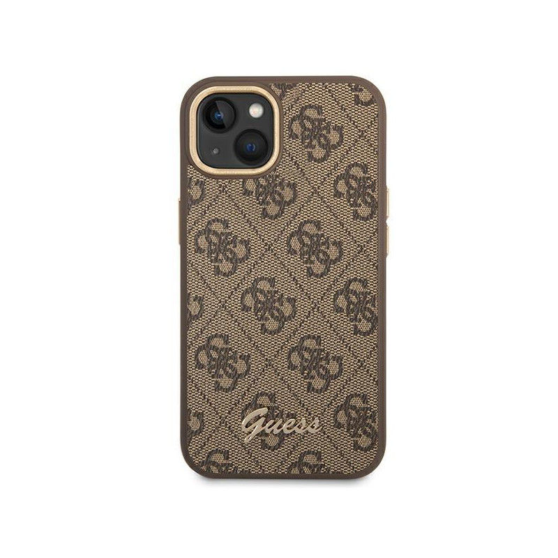 Guess 4G Vintage Gold Logo dėklas, skirtas iPhone 14 Plus - rudas