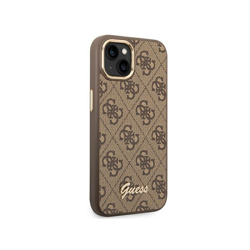 Guess 4G Vintage Gold Logo dėklas, skirtas iPhone 14 Plus - rudas