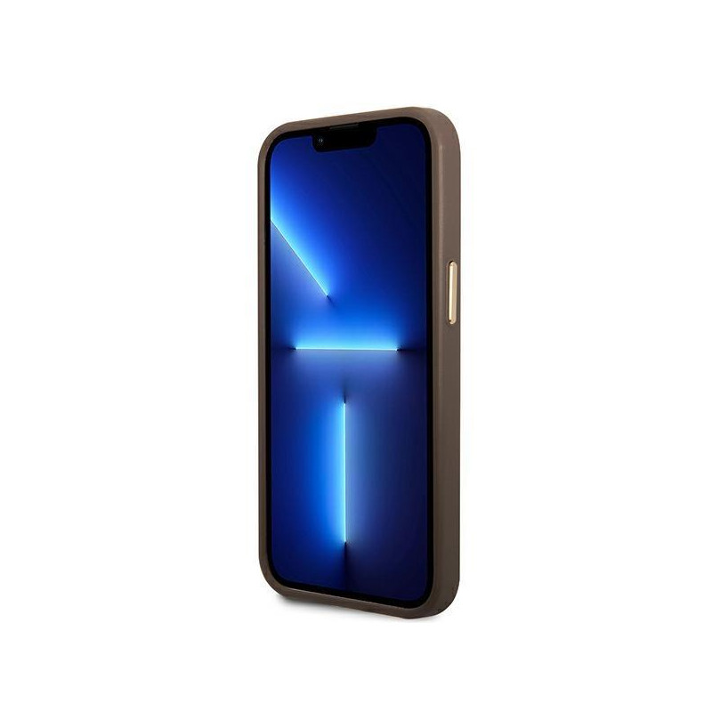 Guess 4G Vintage Gold Logo dėklas, skirtas iPhone 14 Plus - rudas