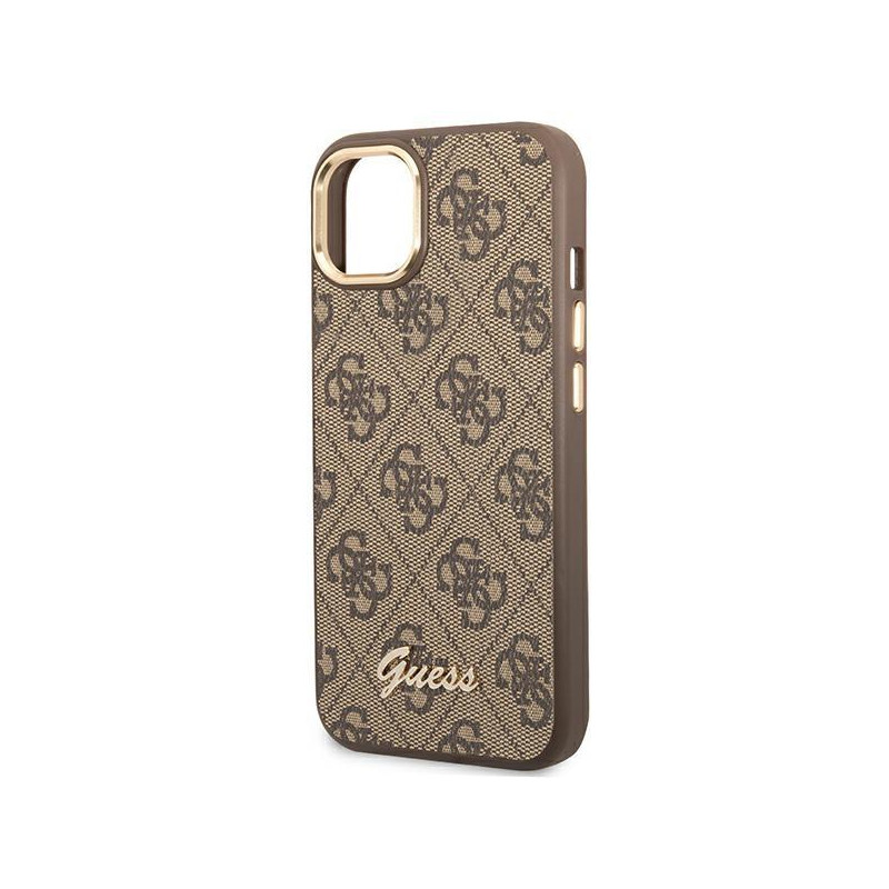 Guess 4G Vintage Gold Logo dėklas, skirtas iPhone 14 Plus - rudas