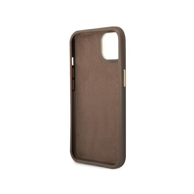 Guess 4G Vintage Gold Logo dėklas, skirtas iPhone 14 Plus - rudas