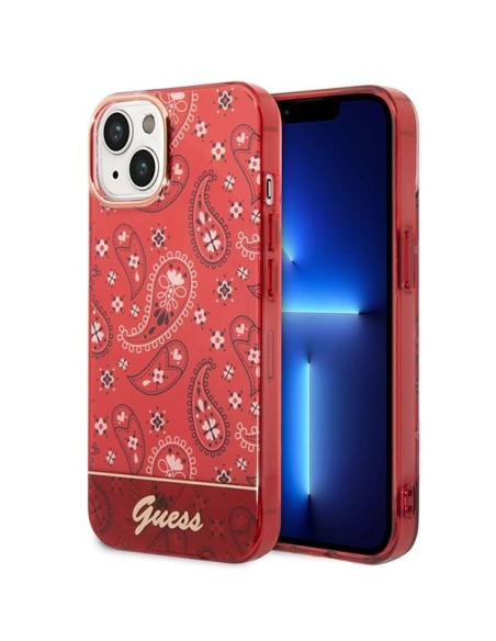Guess Bandana Paisley dėklas iPhone 14 Plus - raudonas Guess Bandana Paisley dėklas iPhone 14 Plus - raudonas
