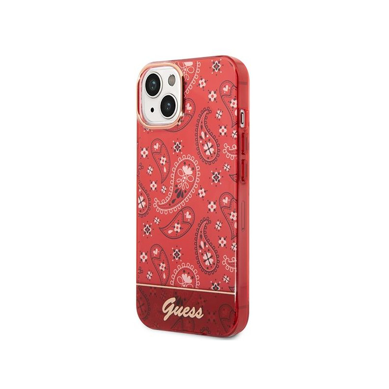 Guess Bandana Paisley dėklas iPhone 14 Plus - raudonas