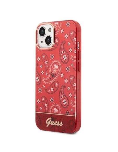 Guess Bandana Paisley dėklas iPhone 14 Plus - raudonas Guess Bandana Paisley dėklas iPhone 14 Plus - raudonas