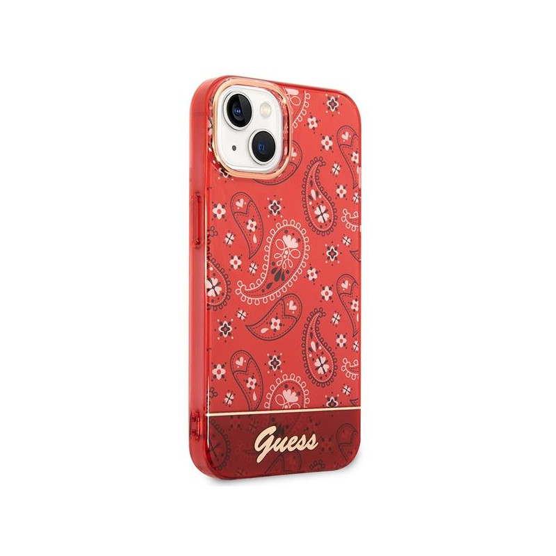 Guess Bandana Paisley dėklas iPhone 14 Plus - raudonas