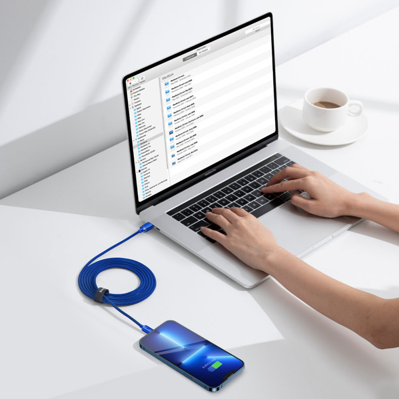 Kabelio laidas greitam įkrovimui ir duomenų perdavimui USB-C iPhone Lightning 20W 2m mėlynas