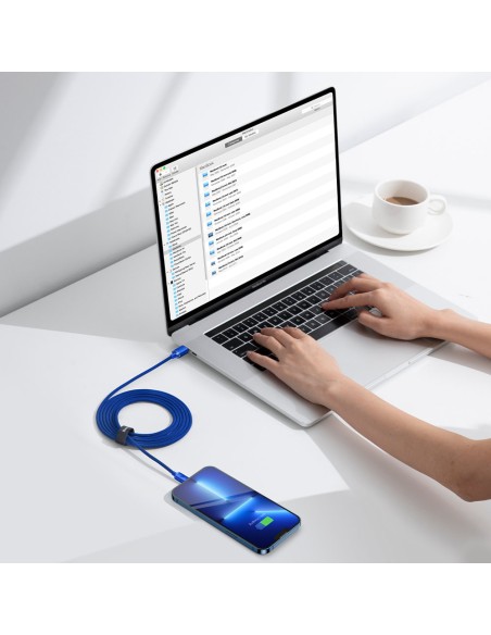 Kabelio laidas greitam įkrovimui ir duomenų perdavimui USB-C iPhone Lightning 20W 2m mėlynas Kabelio laidas greitam įkrovimui ir duomenų perdavimui USB-C iPhone Lightning 20W 2m mėlynas