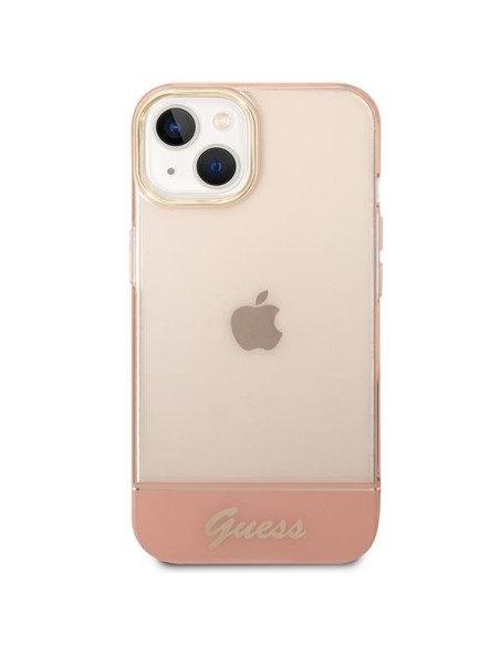 Guess Permatomas dėklas iPhone 14 Plus - rožinis