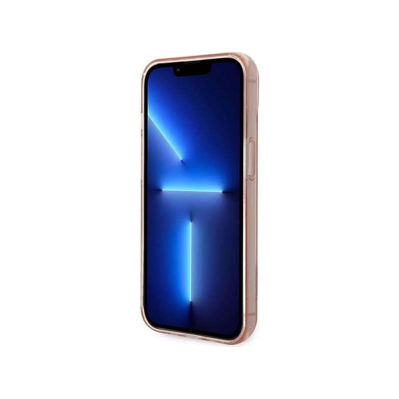 Guess Permatomas dėklas iPhone 14 Plus - rožinis