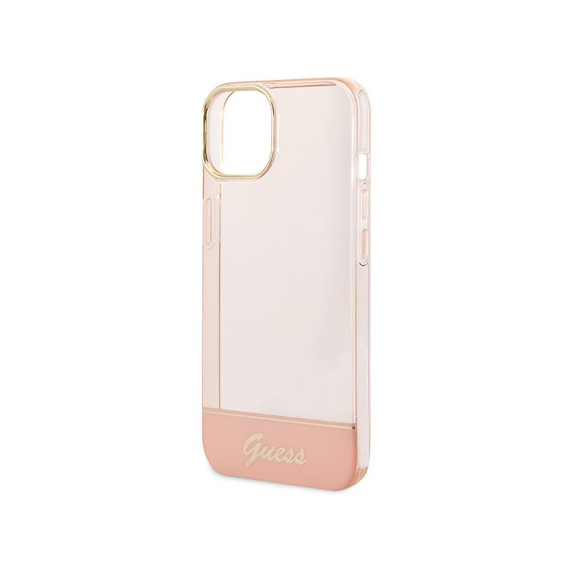 Guess Permatomas dėklas iPhone 14 Plus - rožinis