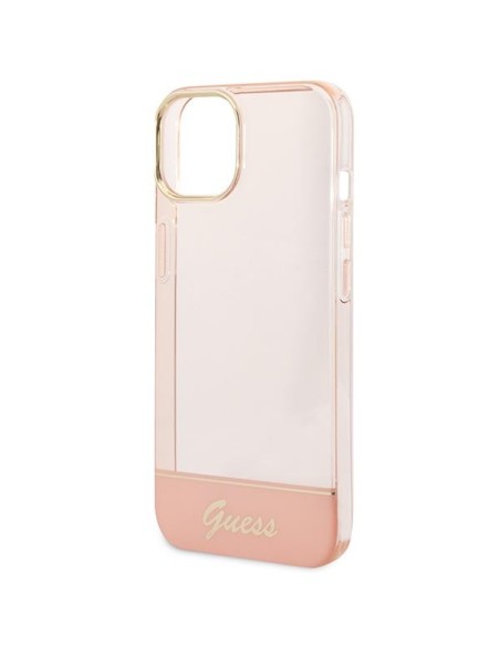 Guess Permatomas dėklas iPhone 14 Plus - rožinis