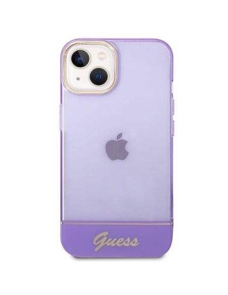 Guess Permatomas dėklas iPhone 14 Plus - violetinis