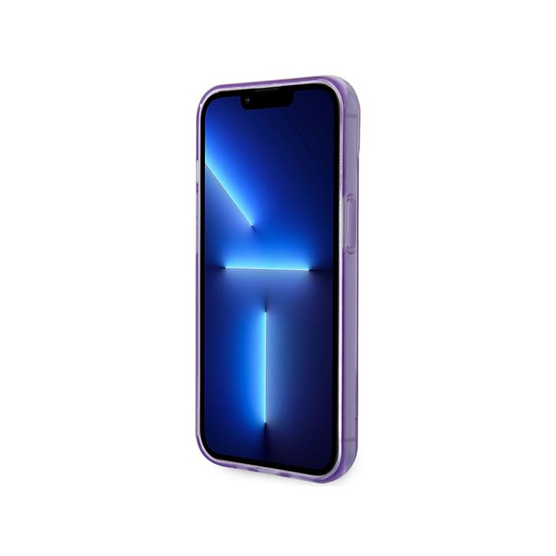 Guess Permatomas dėklas iPhone 14 Plus - violetinis