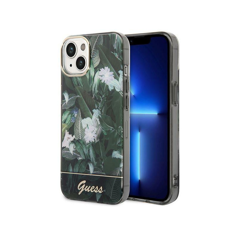 Guess Jungle Collection dėklas iPhone 14 Plus - žalias Guess Jungle Collection dėklas iPhone 14 Plus - žalias