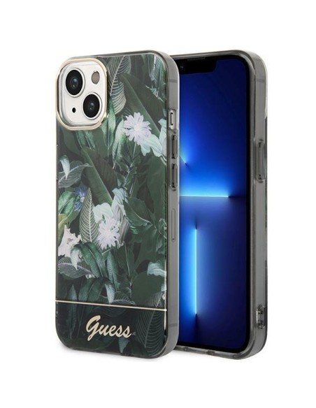 Guess Jungle Collection dėklas iPhone 14 Plus - žalias Guess Jungle Collection dėklas iPhone 14 Plus - žalias