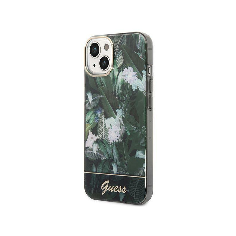 Guess Jungle Collection dėklas iPhone 14 Plus - žalias