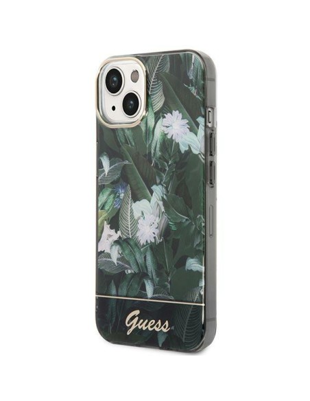 Guess Jungle Collection dėklas iPhone 14 Plus - žalias Guess Jungle Collection dėklas iPhone 14 Plus - žalias