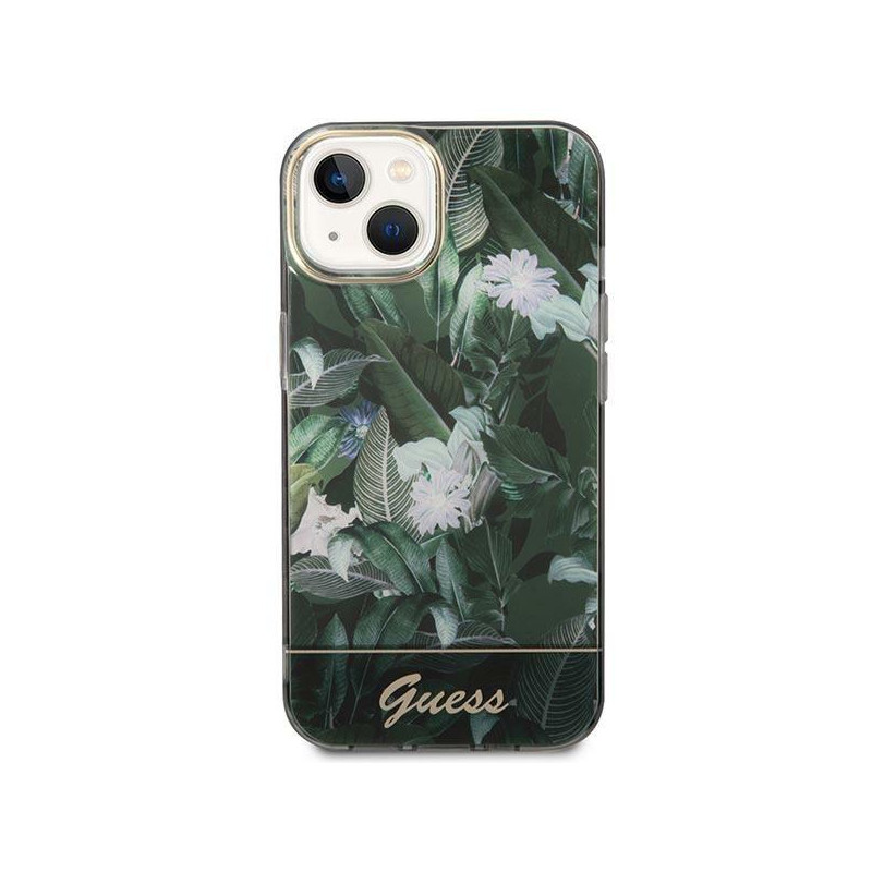 Guess Jungle Collection dėklas iPhone 14 Plus - žalias